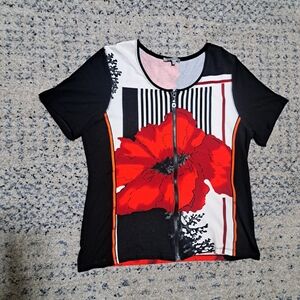 Black and Red Floral Women's Top